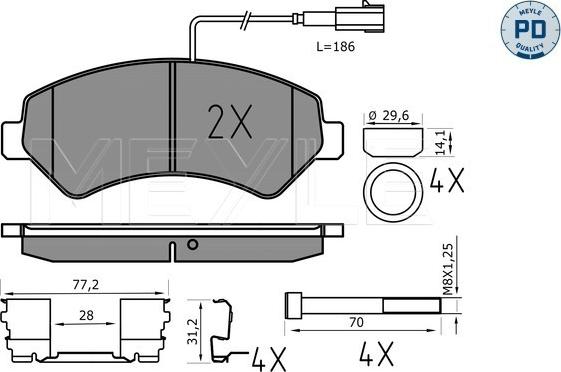 Meyle 025 244 6619-1/PD - Тормозные колодки, дисковые, комплект autospares.lv