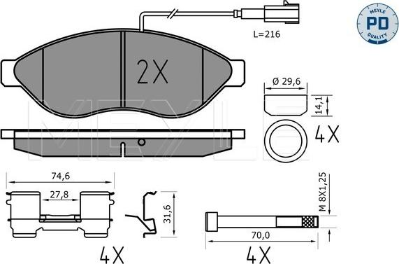 Meyle 025 244 6819-1/PD - Тормозные колодки, дисковые, комплект autospares.lv