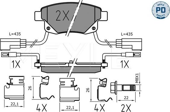 Meyle 025 244 8617/PD - Тормозные колодки, дисковые, комплект autospares.lv