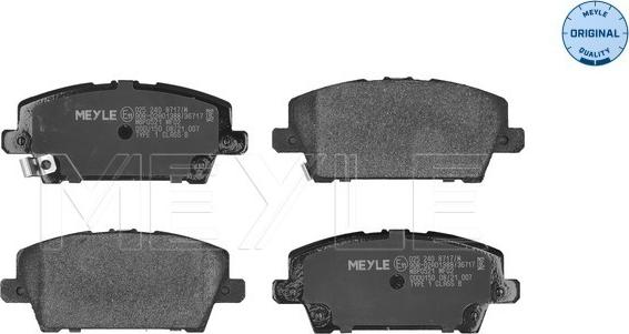 Meyle 025 240 8717/W - Тормозные колодки, дисковые, комплект autospares.lv