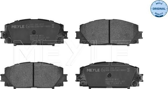 Meyle 025 243 4717 - Тормозные колодки, дисковые, комплект autospares.lv