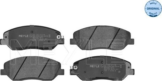 Meyle 025 243 5117/W - Тормозные колодки, дисковые, комплект autospares.lv