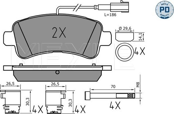 Meyle 025 259 8721/PD - Тормозные колодки, дисковые, комплект autospares.lv