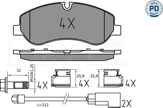 Meyle 025 256 0217/PD - Тормозные колодки, дисковые, комплект autospares.lv