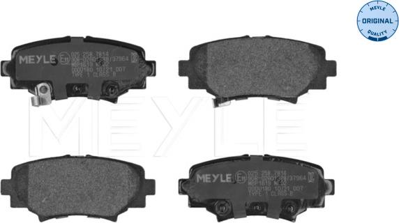 Meyle 025 258 7814 - Тормозные колодки, дисковые, комплект autospares.lv