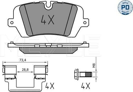 Meyle 025 257 2016/PD - Тормозные колодки, дисковые, комплект autospares.lv