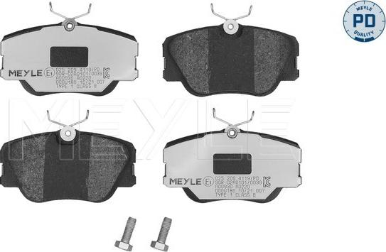 Meyle 025 209 4119/PD - Тормозные колодки, дисковые, комплект autospares.lv