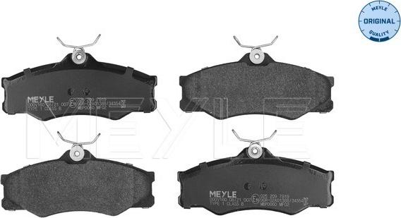 Meyle 025 209 7919 - Тормозные колодки, дисковые, комплект autospares.lv