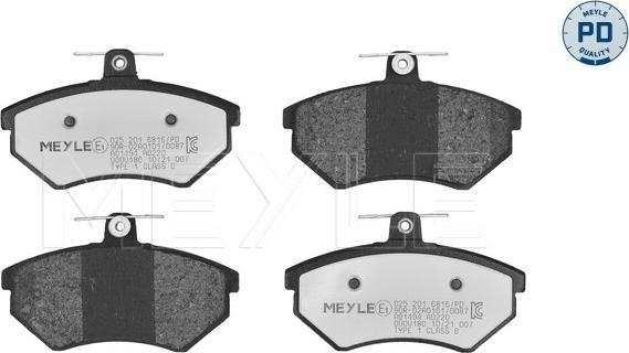 Meyle 025 201 6816/PD - Тормозные колодки, дисковые, комплект autospares.lv