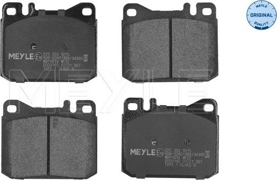 Meyle 025 203 9215 - Тормозные колодки, дисковые, комплект autospares.lv