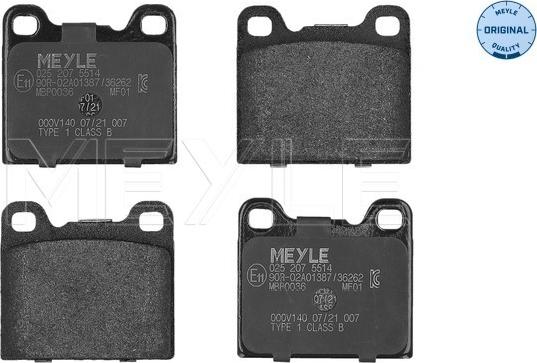 Meyle 025 207 5514 - Тормозные колодки, дисковые, комплект autospares.lv