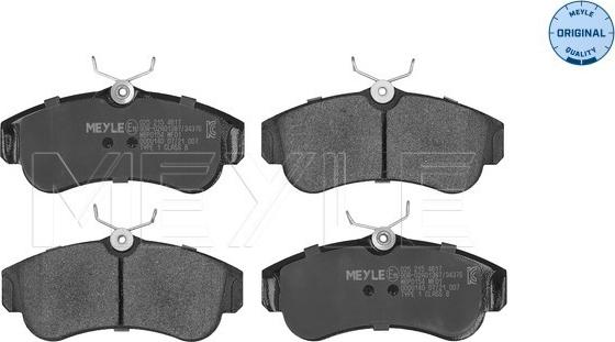 Meyle 025 215 4617 - Тормозные колодки, дисковые, комплект autospares.lv