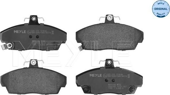 Meyle 025 215 1518/W - Тормозные колодки, дисковые, комплект autospares.lv
