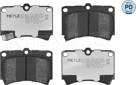 Meyle 025 216 5415/PD - Тормозные колодки, дисковые, комплект autospares.lv