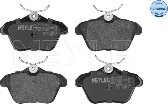 Meyle 025 216 0616 - Тормозные колодки, дисковые, комплект autospares.lv