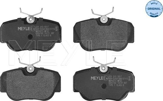 Meyle 025 210 5517 - Тормозные колодки, дисковые, комплект autospares.lv