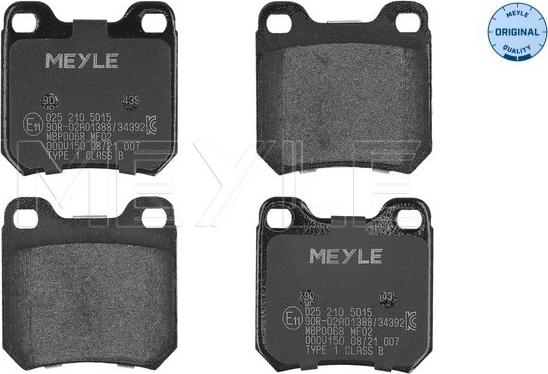 Meyle 025 210 5015 - Тормозные колодки, дисковые, комплект autospares.lv
