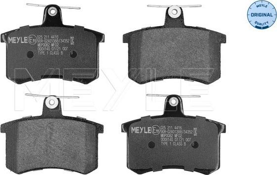 Meyle 025 211 4416 - Тормозные колодки, дисковые, комплект autospares.lv