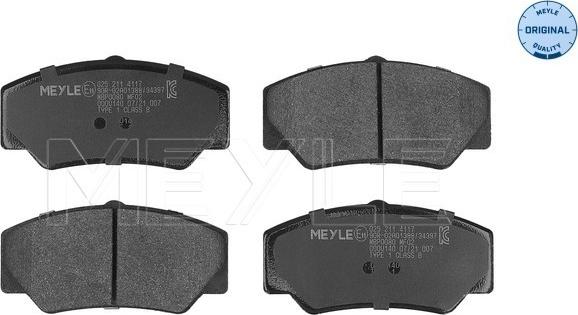 Meyle 025 211 4117 - Тормозные колодки, дисковые, комплект autospares.lv