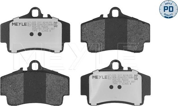 Meyle 025 217 9216/PD - Тормозные колодки, дисковые, комплект autospares.lv