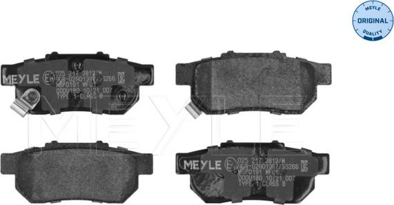 Meyle 025 217 3813/W - Тормозные колодки, дисковые, комплект autospares.lv