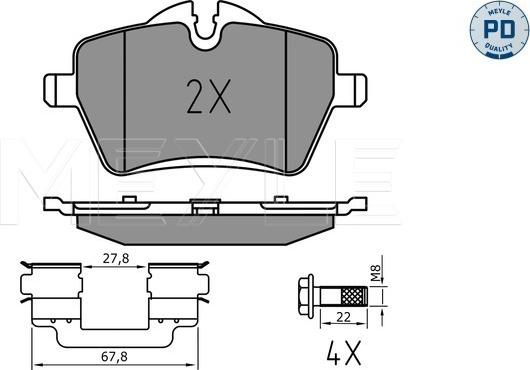 Meyle 025 239 8418/PD - Тормозные колодки, дисковые, комплект autospares.lv