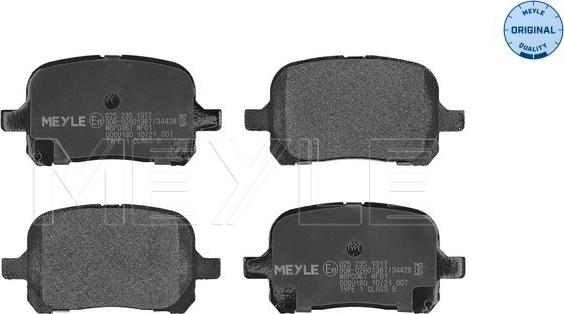 Meyle 025 235 1317 - Тормозные колодки, дисковые, комплект autospares.lv