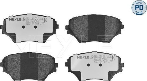 Meyle 025 235 8517/PD - Тормозные колодки, дисковые, комплект autospares.lv