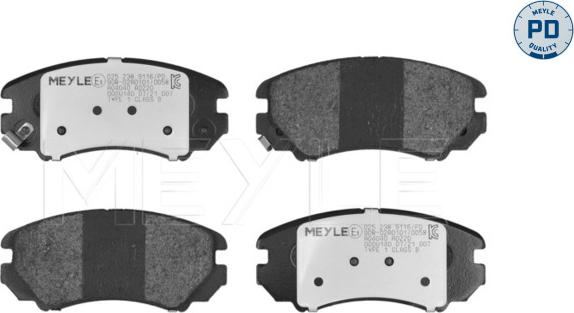 Meyle 025 238 9116/PD - Тормозные колодки, дисковые, комплект autospares.lv