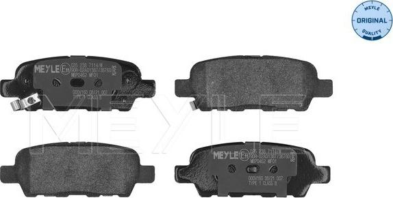 Meyle 025 238 7114/W - Тормозные колодки, дисковые, комплект autospares.lv