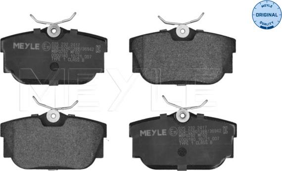 Meyle 025 232 2417 - Тормозные колодки, дисковые, комплект autospares.lv
