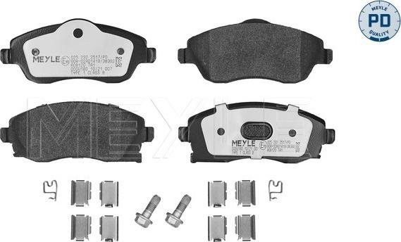 Meyle 025 232 2517/PD - Тормозные колодки, дисковые, комплект autospares.lv