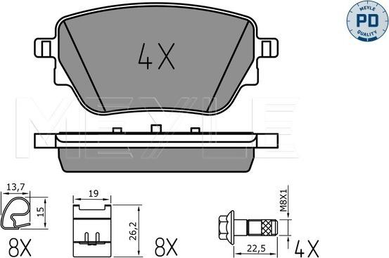 Meyle 025 229 8617/PD - Тормозные колодки, дисковые, комплект autospares.lv