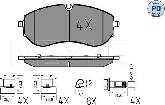 Meyle 025 224 9320/PD - Тормозные колодки, дисковые, комплект autospares.lv