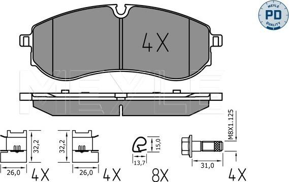 Meyle 025 224 9220/PD - Тормозные колодки, дисковые, комплект autospares.lv