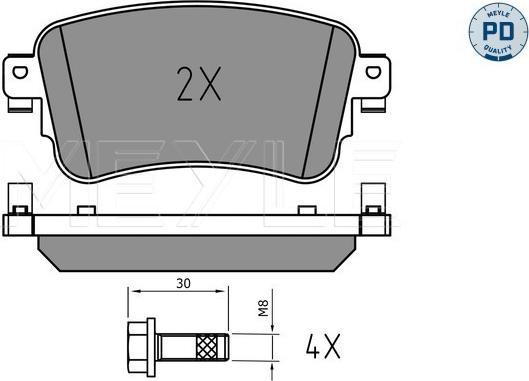 Meyle 025 225 8818/PD - Тормозные колодки, дисковые, комплект autospares.lv