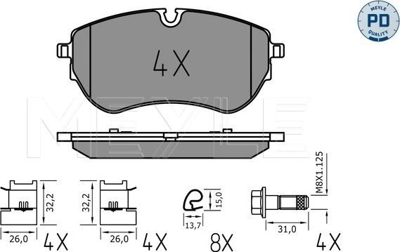 Meyle 025 226 4420/PD - Тормозные колодки, дисковые, комплект autospares.lv