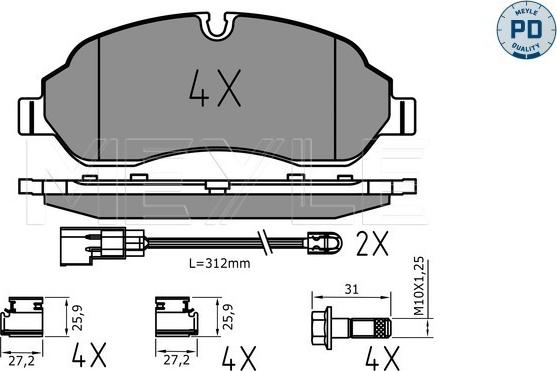 Meyle 025 220 3417/PD - Тормозные колодки, дисковые, комплект autospares.lv