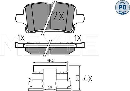 Meyle 025 221 2917/PD - Тормозные колодки, дисковые, комплект autospares.lv