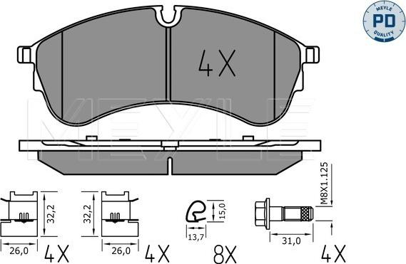 Meyle 025 221 7821/PD - Тормозные колодки, дисковые, комплект autospares.lv