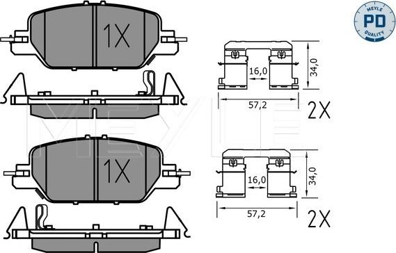 Meyle 025 228 5216/PD - Тормозные колодки, дисковые, комплект autospares.lv