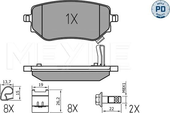 Meyle 025 228 6118/PD - Тормозные колодки, дисковые, комплект autospares.lv