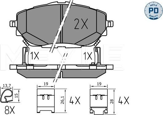 Meyle 025 227 8218/PD - Тормозные колодки, дисковые, комплект autospares.lv