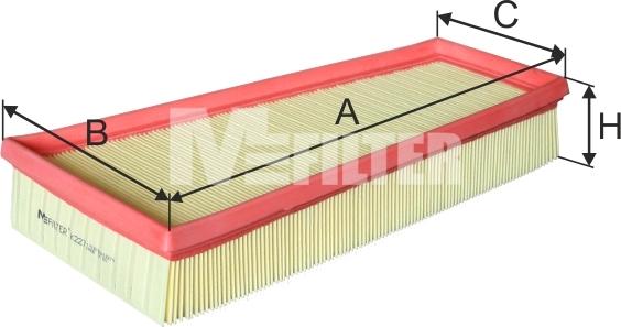 Mfilter K 227 - Воздушный фильтр, двигатель autospares.lv