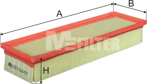 Mfilter K 734 - Воздушный фильтр, двигатель autospares.lv