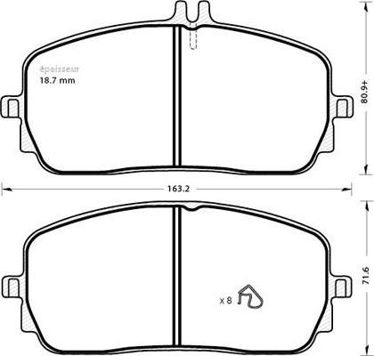 MGA 1335 - Тормозные колодки, дисковые, комплект autospares.lv