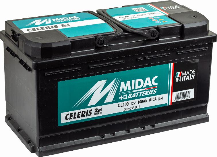 MIDAC CL100 - Стартерная аккумуляторная батарея, АКБ autospares.lv