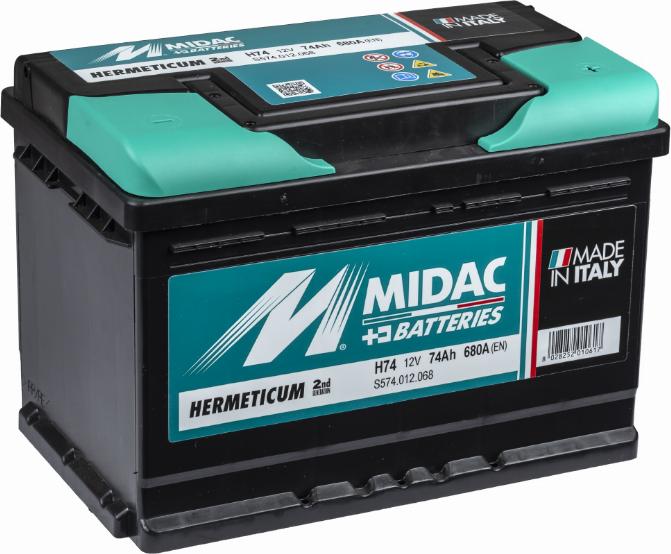 MIDAC H74 - Стартерная аккумуляторная батарея, АКБ autospares.lv