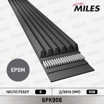 Miles 6PK906 - Поликлиновой ремень autospares.lv