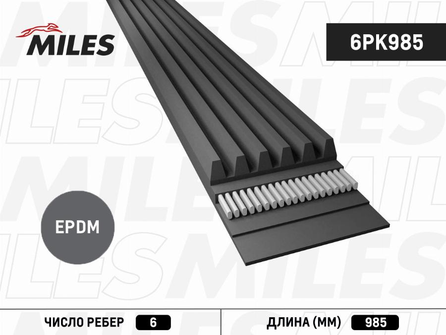 Miles 6PK985 - Поликлиновой ремень autospares.lv